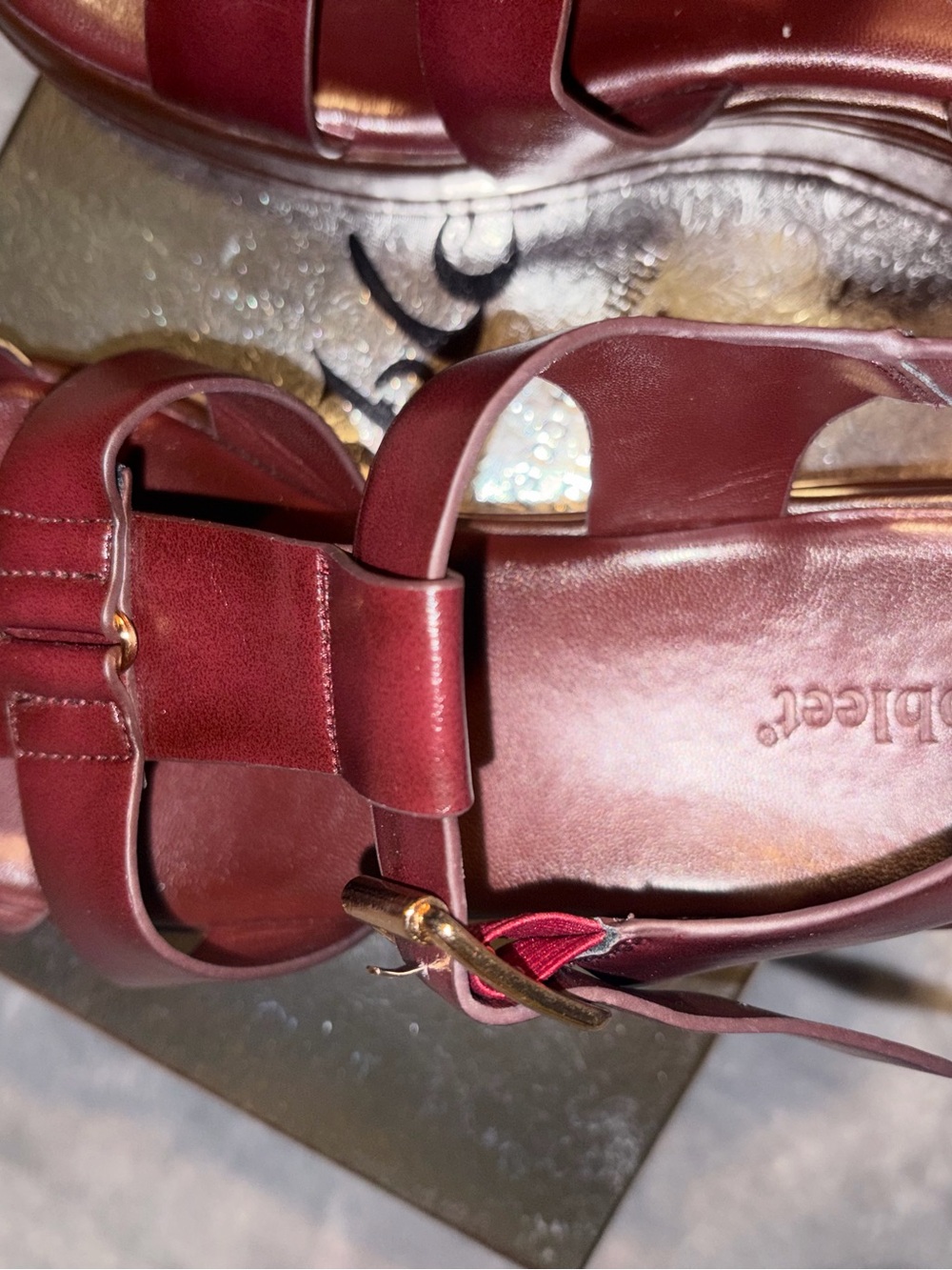 Abbleet Burgundy Wine Platform Wedge Sandals Women’s Size 9 Strappy - Picture 6 of 14